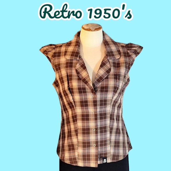 Lucky 13 Tops - Lucky 13 Retro Style Plaid Top